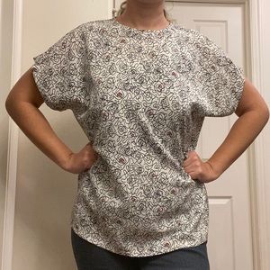 Silky Doodle Patterned Short Sleeve Blouse VINTAGE